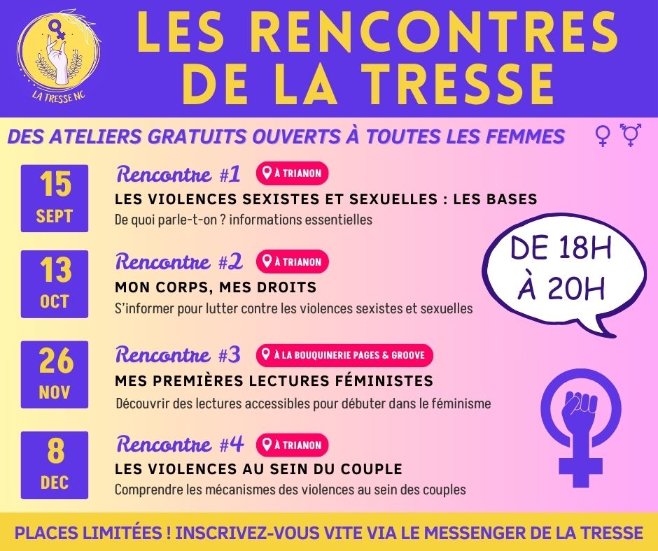 Programme des Rencontres de La Tresse 2025 : 4 ateliers gratuits ouverts à toutes les femmes