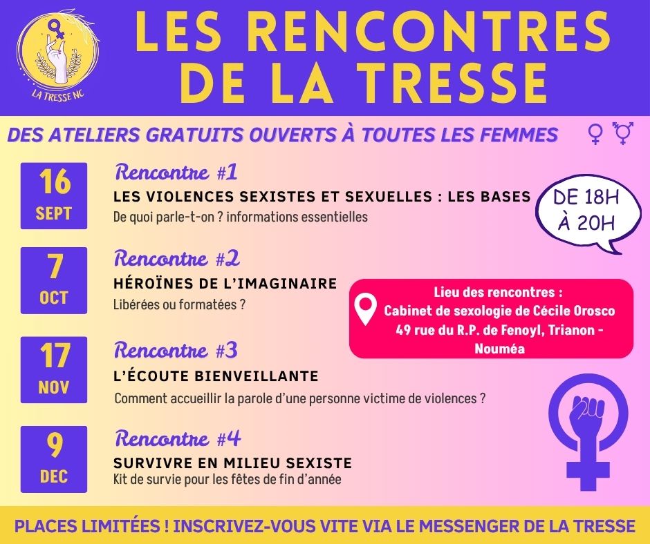 Programme des Rencontres de La Tresse 2026 : 4 ateliers gratuits ouverts à toutes les femmes